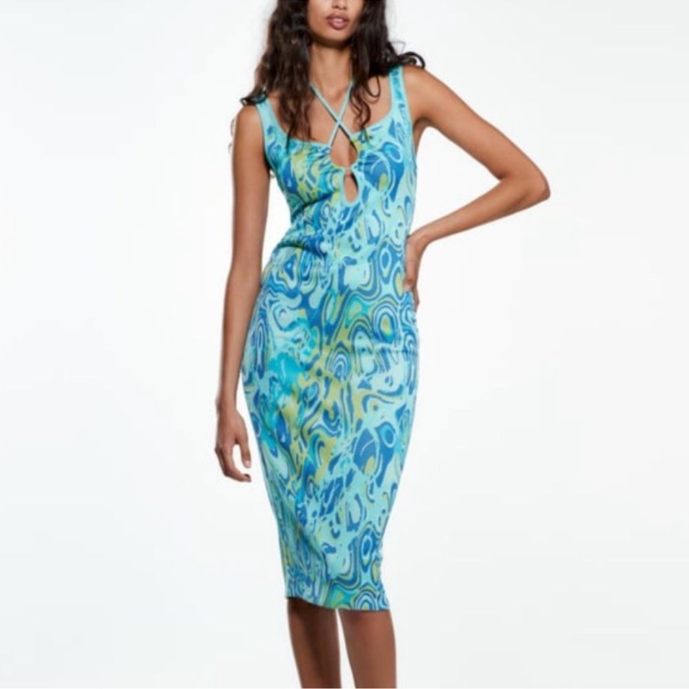 Zara cut out jacquard dress